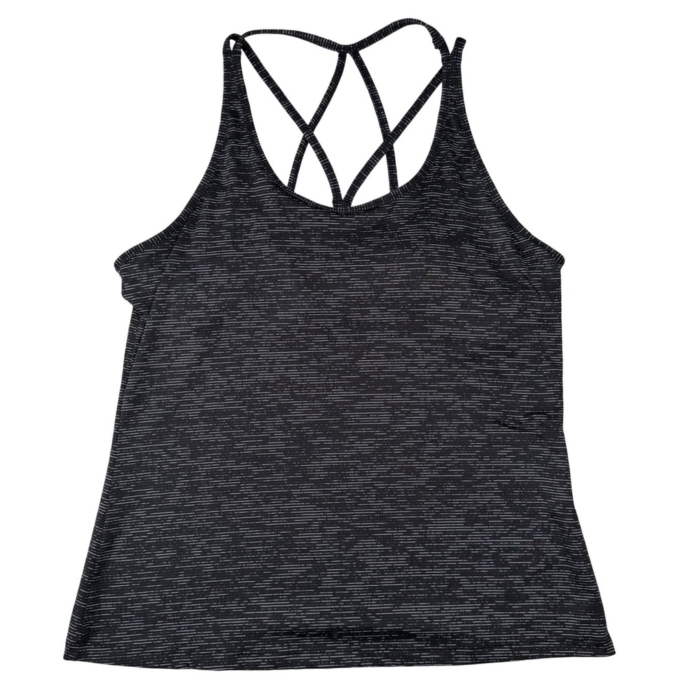 Joe Fresh Active Tank Top Strappy‎ Lattice Back Space Dye Black White Large